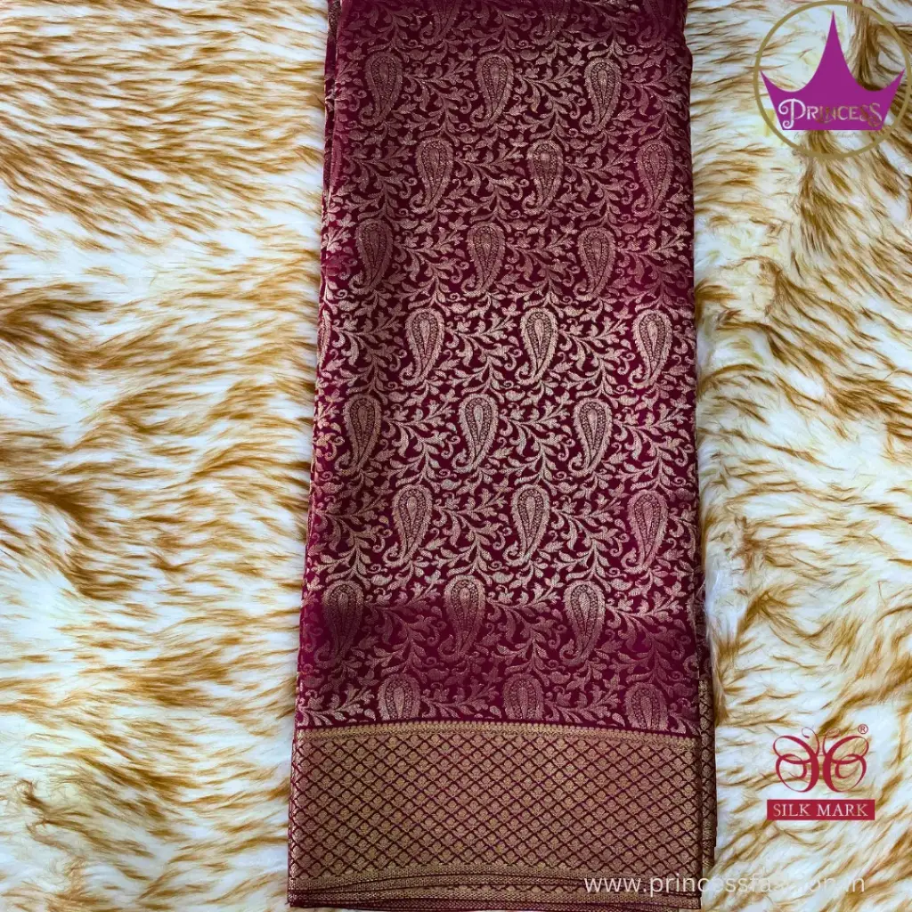 Pure Mysore Crape Brocade  Pure Mysore Crepe Silk PSS0012