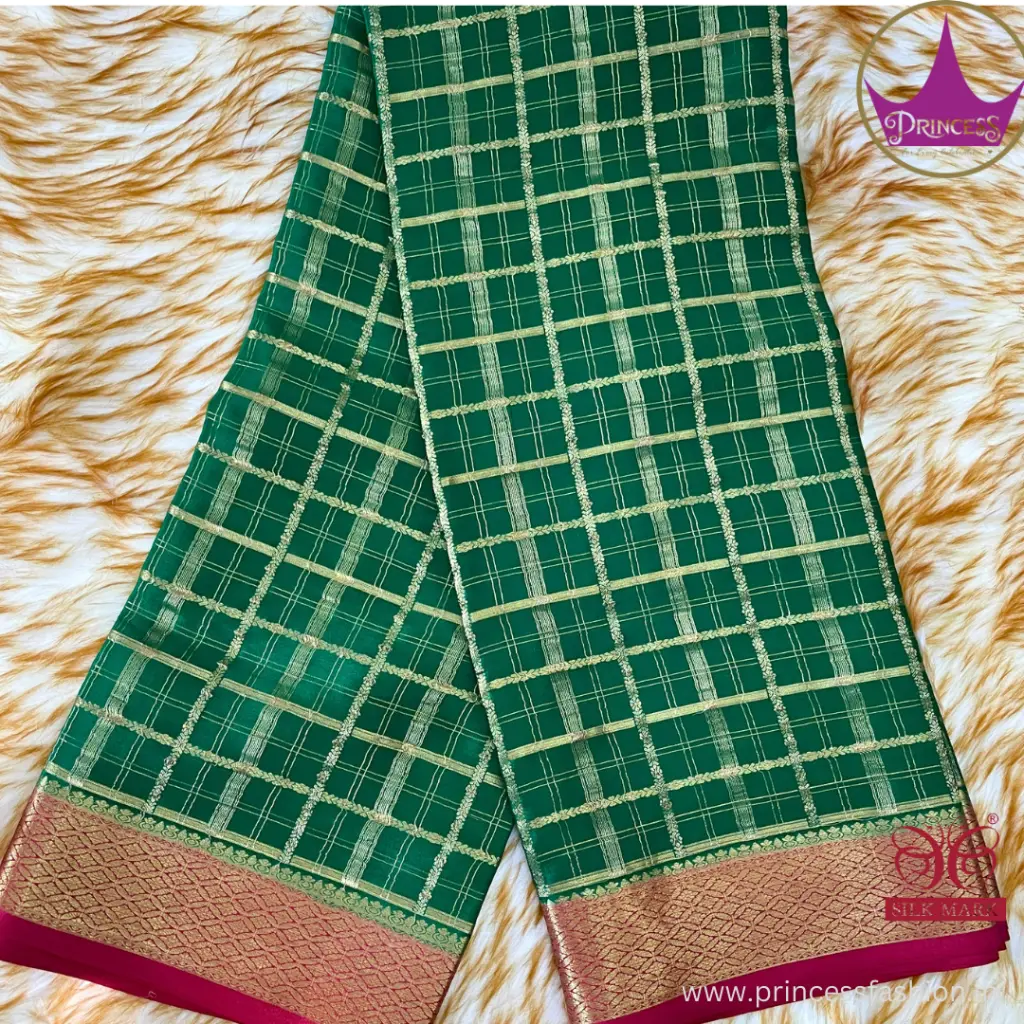 Pure Mysore Crape Brocade  Pure Mysore Crepe Silk PSS0012