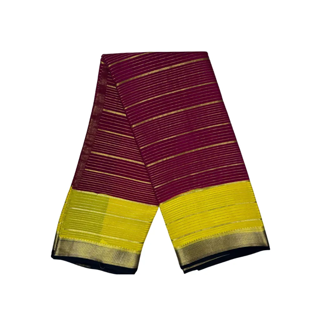 Pure Mysore Crape Brocade  Pure Mysore Crepe Silk PSS0012 