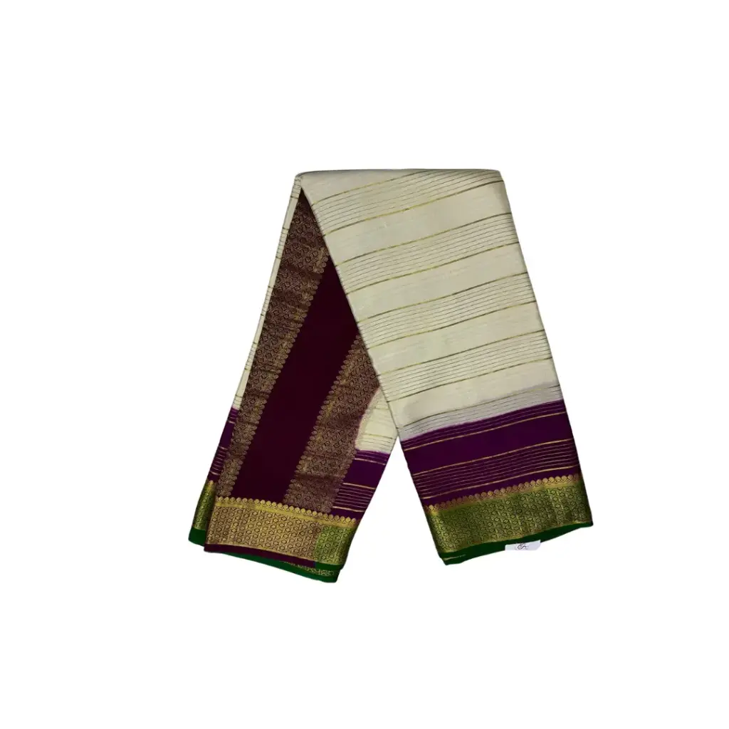 Pure Mysore Crape Brocade  Pure Mysore Crepe Silk PSS0012 