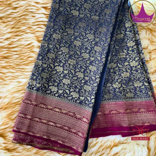 Pure Mysore Crape Brocade  Pure Mysore Crepe Silk PSS0012